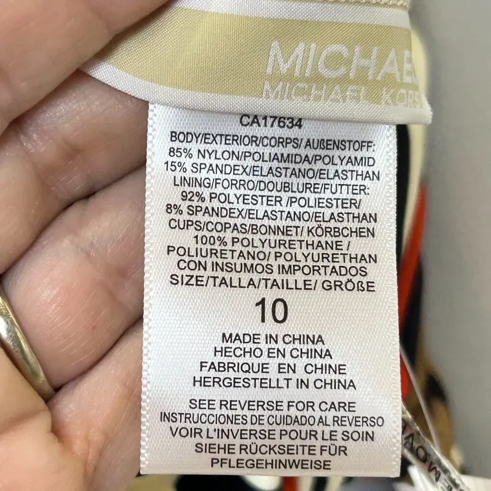 Michael Kors One-Shoulder Cutout One Piece Swimsuit Terracotta Women's 10 NWT - Picture 9 of 9